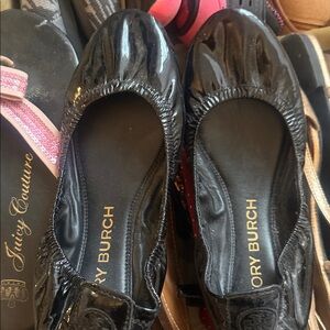 Tory Burch Shiny Black Flats